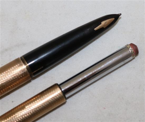 A Parker 9ct gold fountain pen and pencil set